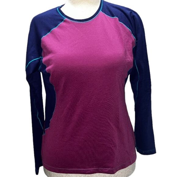 Patagonia Capilene 3 Midweight Pink/Navy Long Sleeve Top - Large - Picture 1 of 5